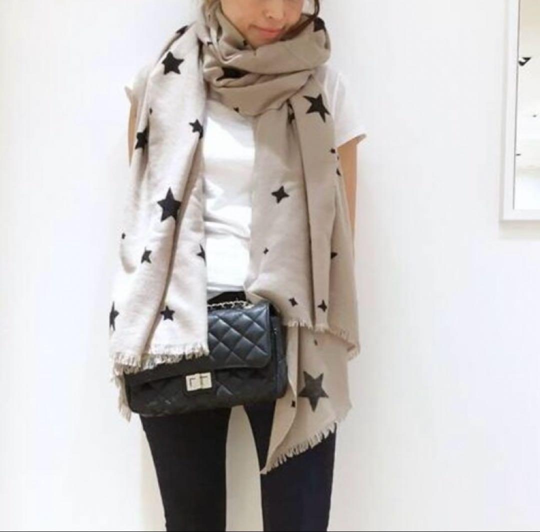 超美品　DOUCE GLOIRE STAR STOLE ベージュ　カシミヤ100