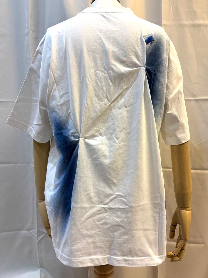 ADER ERROR　Nowia プリントTシャツ ホワイト×ブルー　XLサイズ