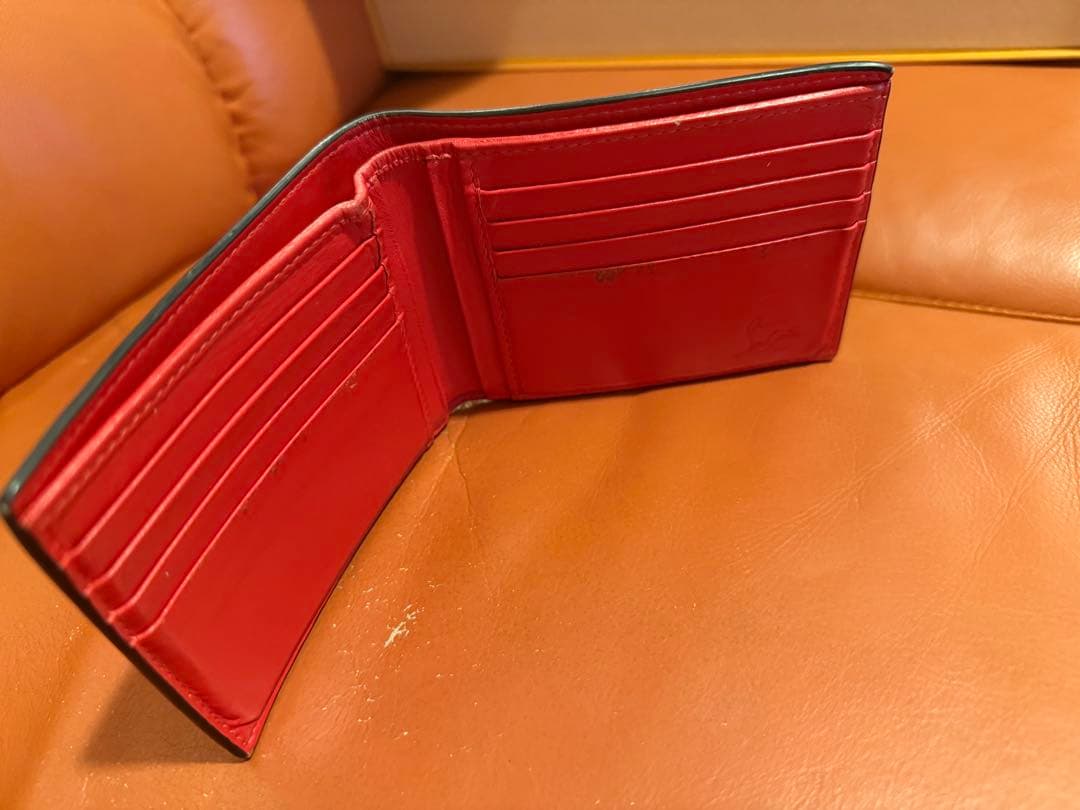 クリスチャンルブタン 二つ折り財布 赤黒 コンビネーション