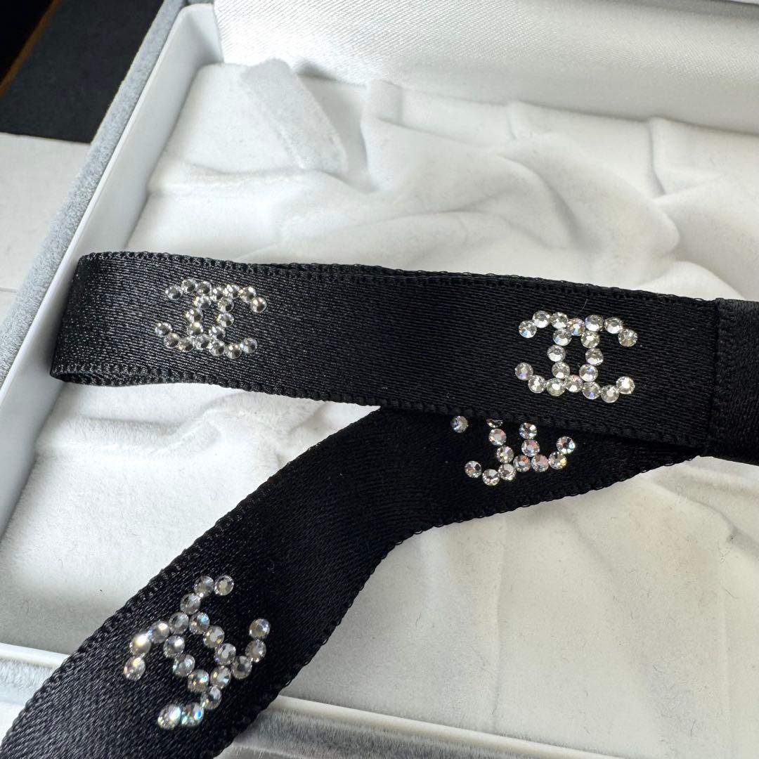 【未使用級★最新作】シャネル 25B ボウ バレッタ リボン ココマーク 黒