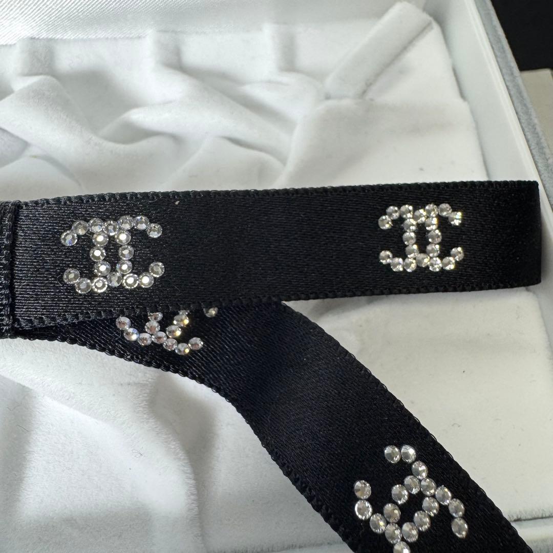 【未使用級★最新作】シャネル 25B ボウ バレッタ リボン ココマーク 黒