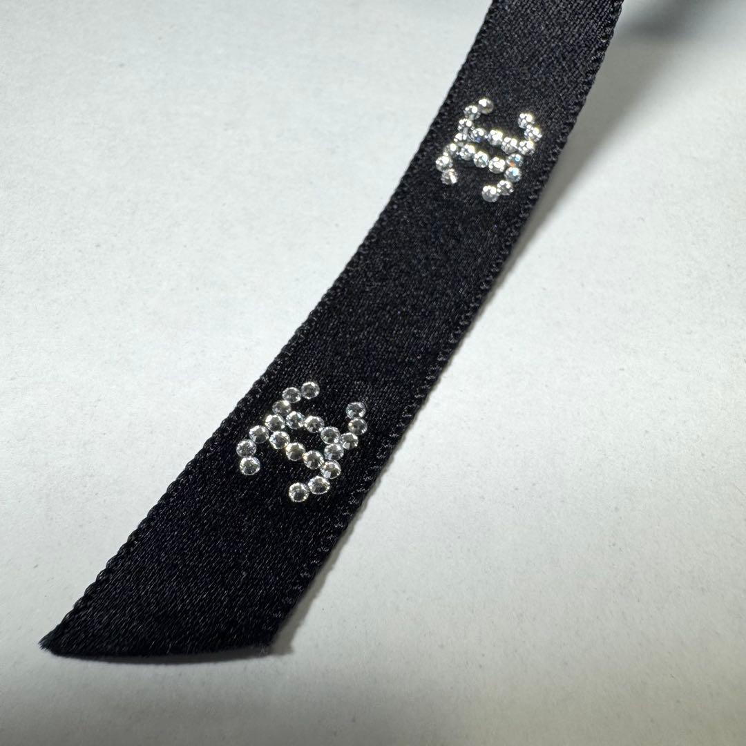 【未使用級★最新作】シャネル 25B ボウ バレッタ リボン ココマーク 黒