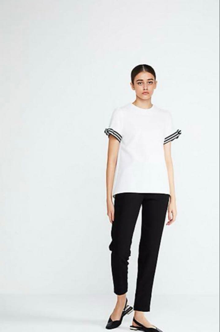 ボーダーズアットバルコニー　ストライプリボン付き袖 Aライントップス