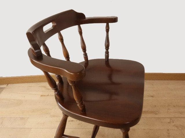 飛騨産業　キツツキ　穂高　アームチェアー②　イス　椅子　 木製　再塗装済ＵＳＥＤ