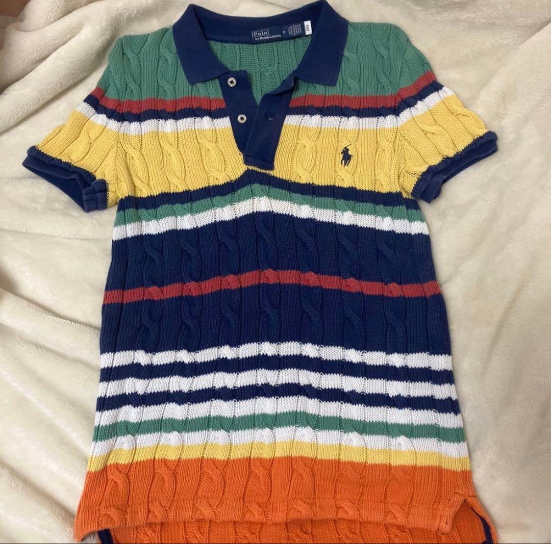 ポロラルフローレン ケーブルニットポロシャツ M