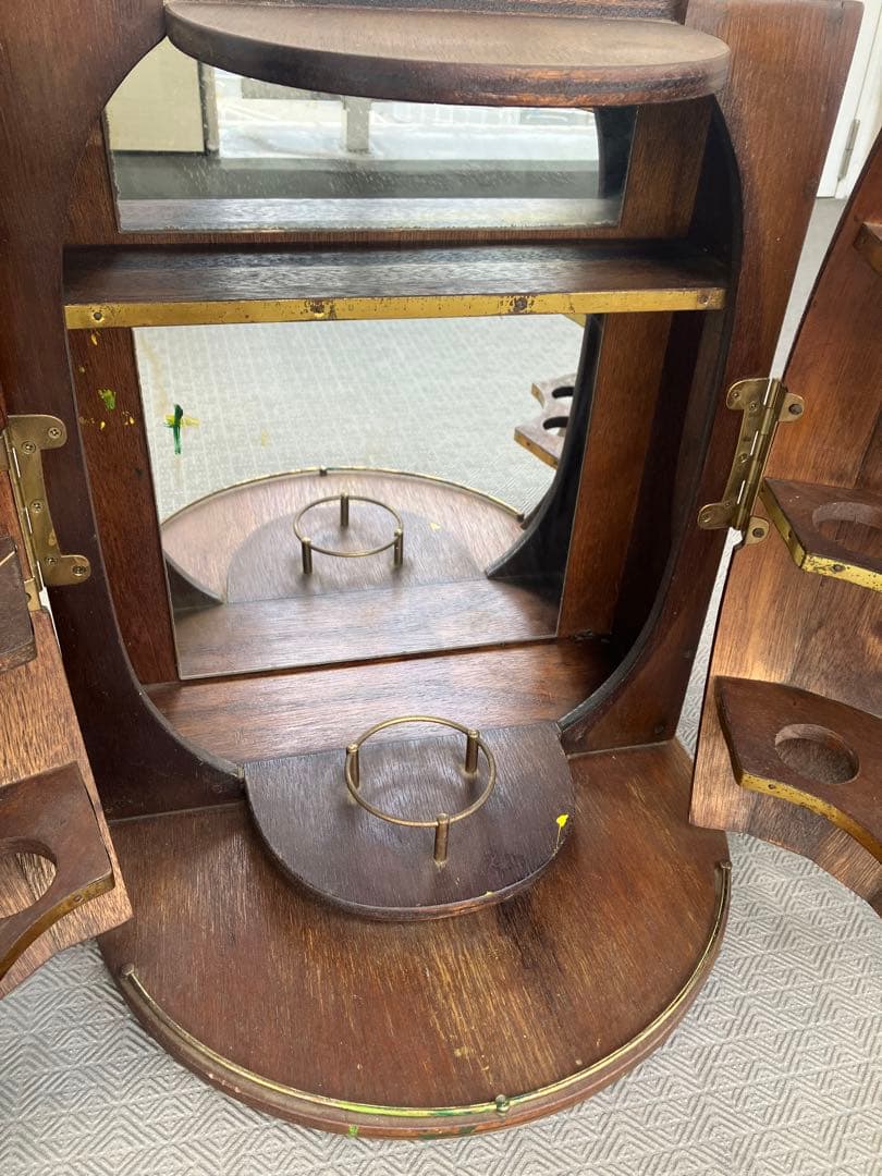 アンティーク　樽型バーボックス ミラー付き