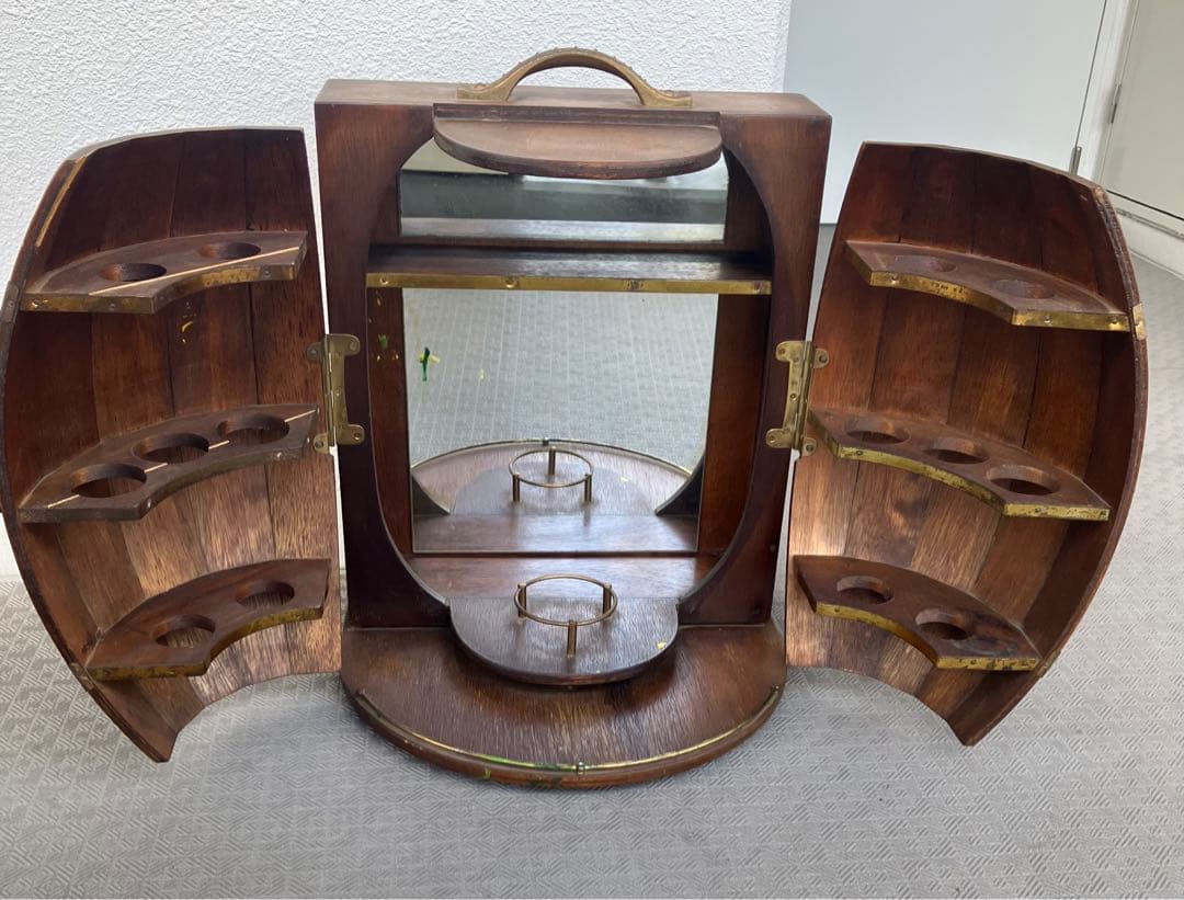 アンティーク　樽型バーボックス ミラー付き