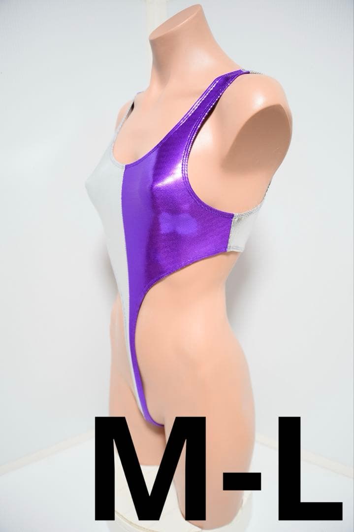 紫とシルバーのワンピース水着