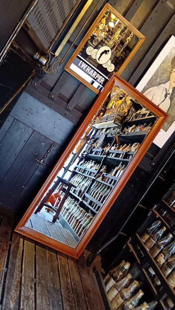 1970's　ビンテージ　デンマーク　チーク　無垢材　ウォールミラー　全身鏡