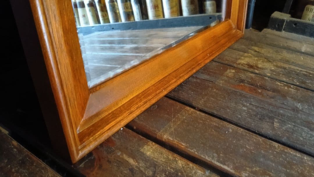 1970's　ビンテージ　デンマーク　チーク　無垢材　ウォールミラー　全身鏡