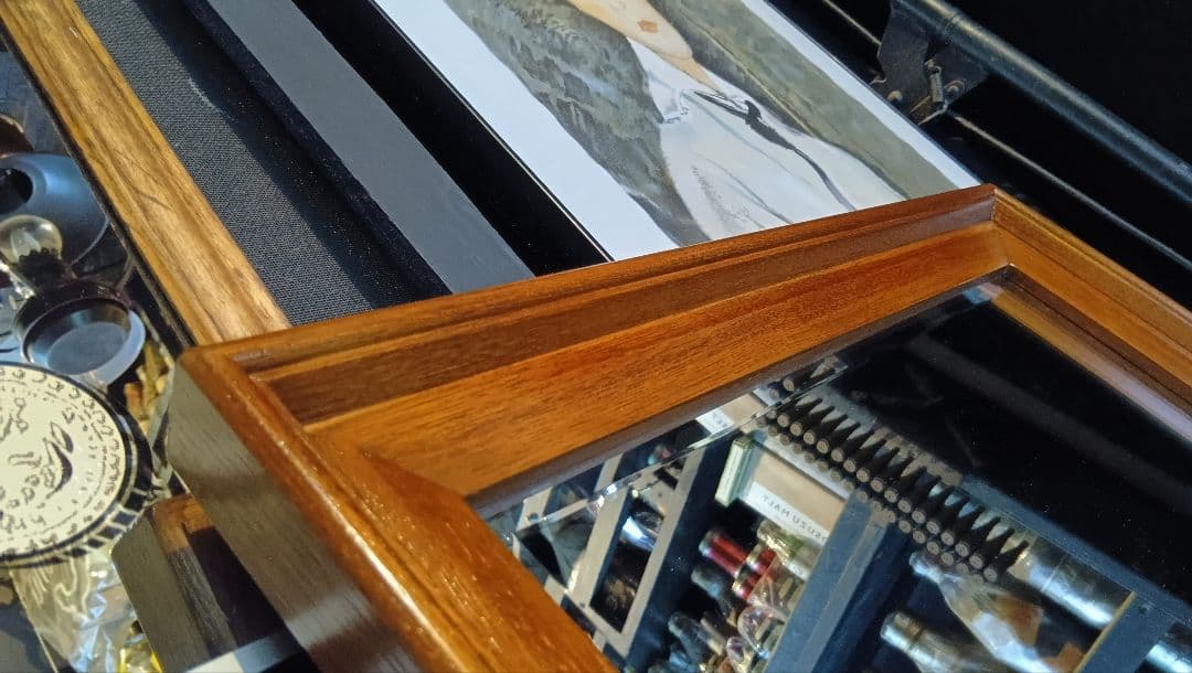 1970's　ビンテージ　デンマーク　チーク　無垢材　ウォールミラー　全身鏡