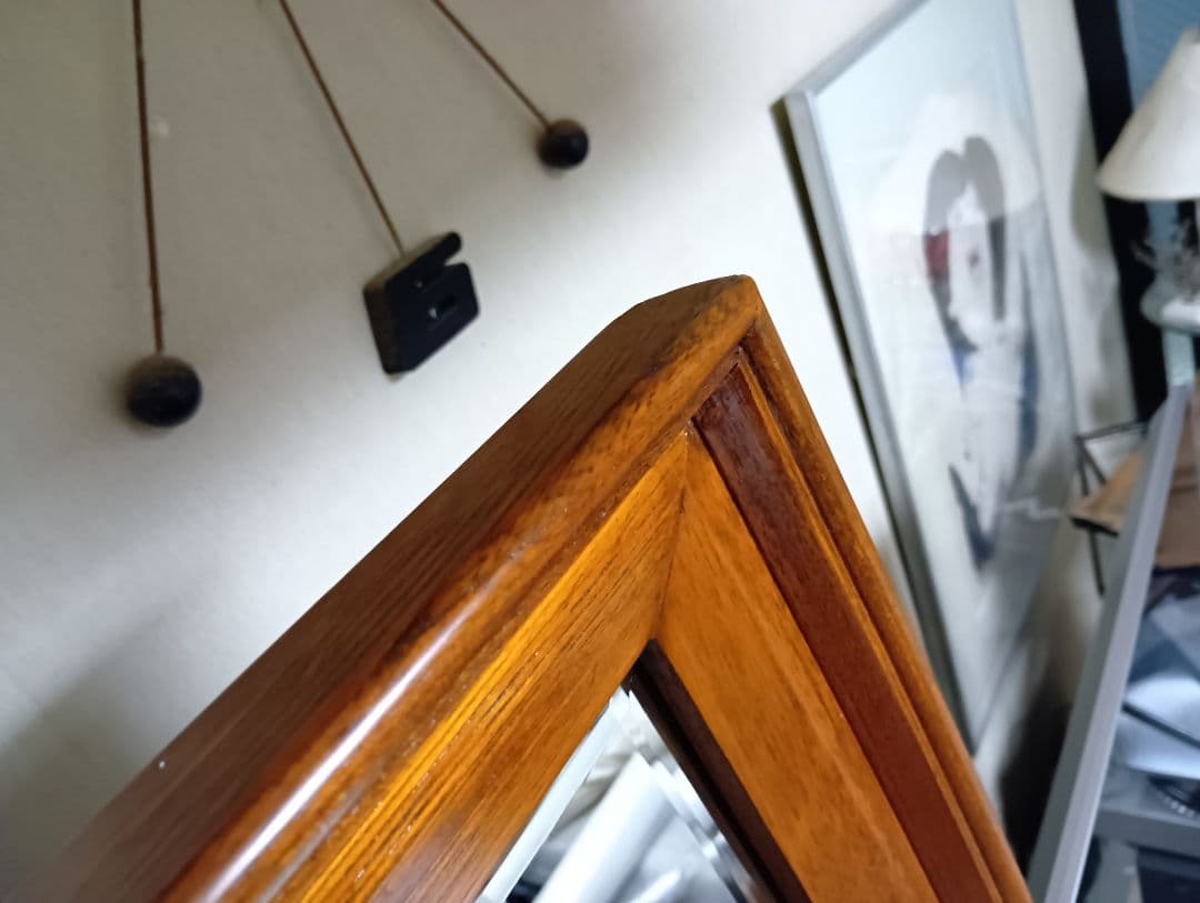 1970's　ビンテージ　デンマーク　チーク　無垢材　ウォールミラー　全身鏡