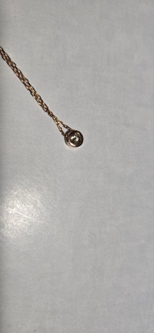 ピンクゴールドK18　 シンプルダイヤネックレス0.15