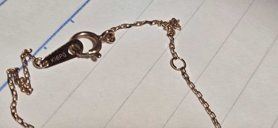 ピンクゴールドK18　 シンプルダイヤネックレス0.15