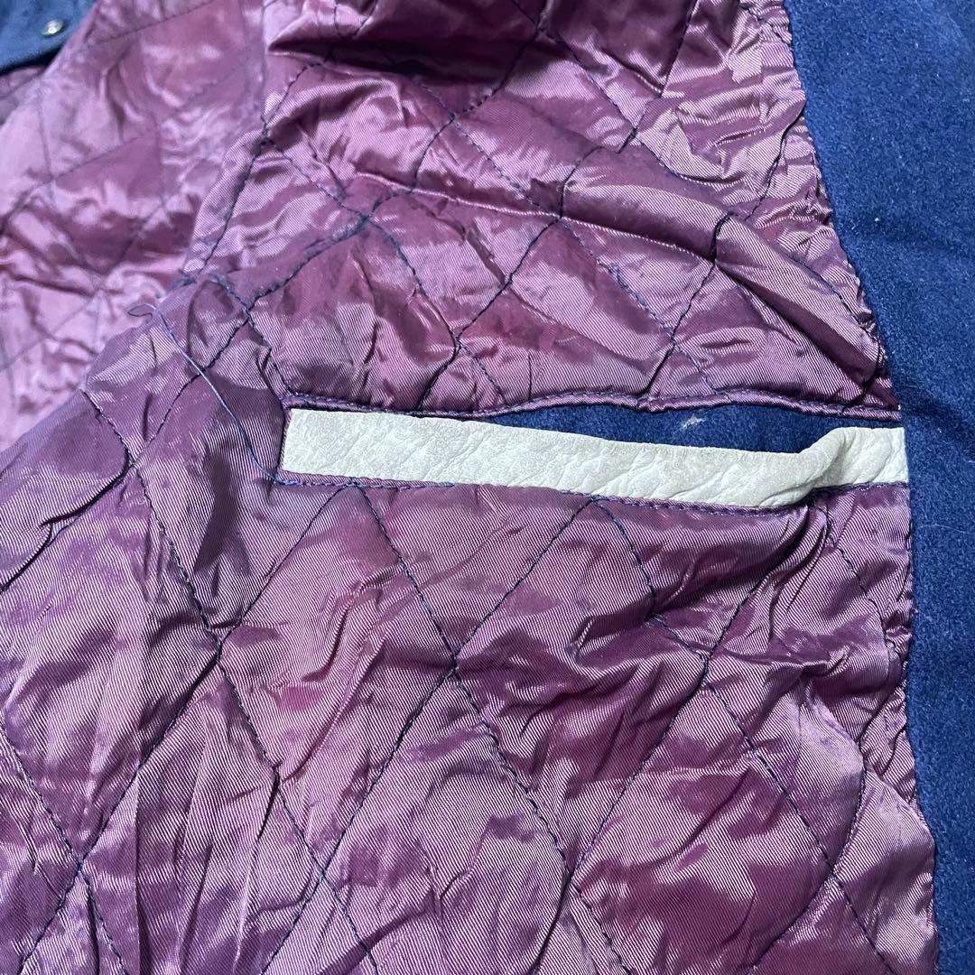 ビンテージ　アディダス　スタジャン　袖レザー　古着　80s 本革　刺繍　L