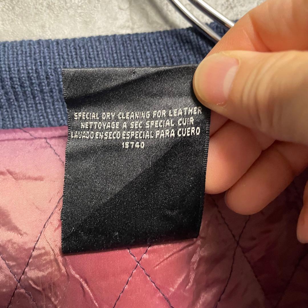 ビンテージ　アディダス　スタジャン　袖レザー　古着　80s 本革　刺繍　L