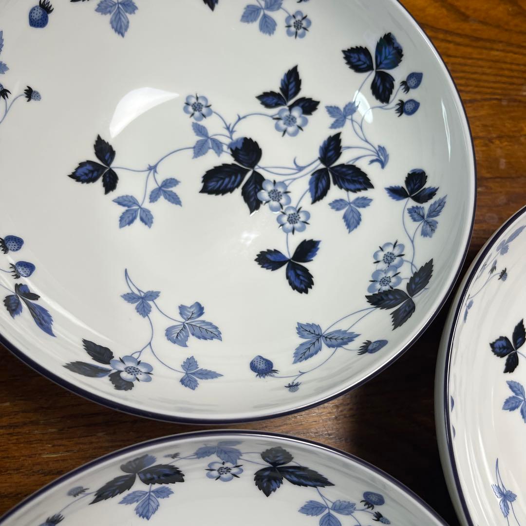 ウェッジウッドワイルドストロベリーインクブルー深皿3枚セット