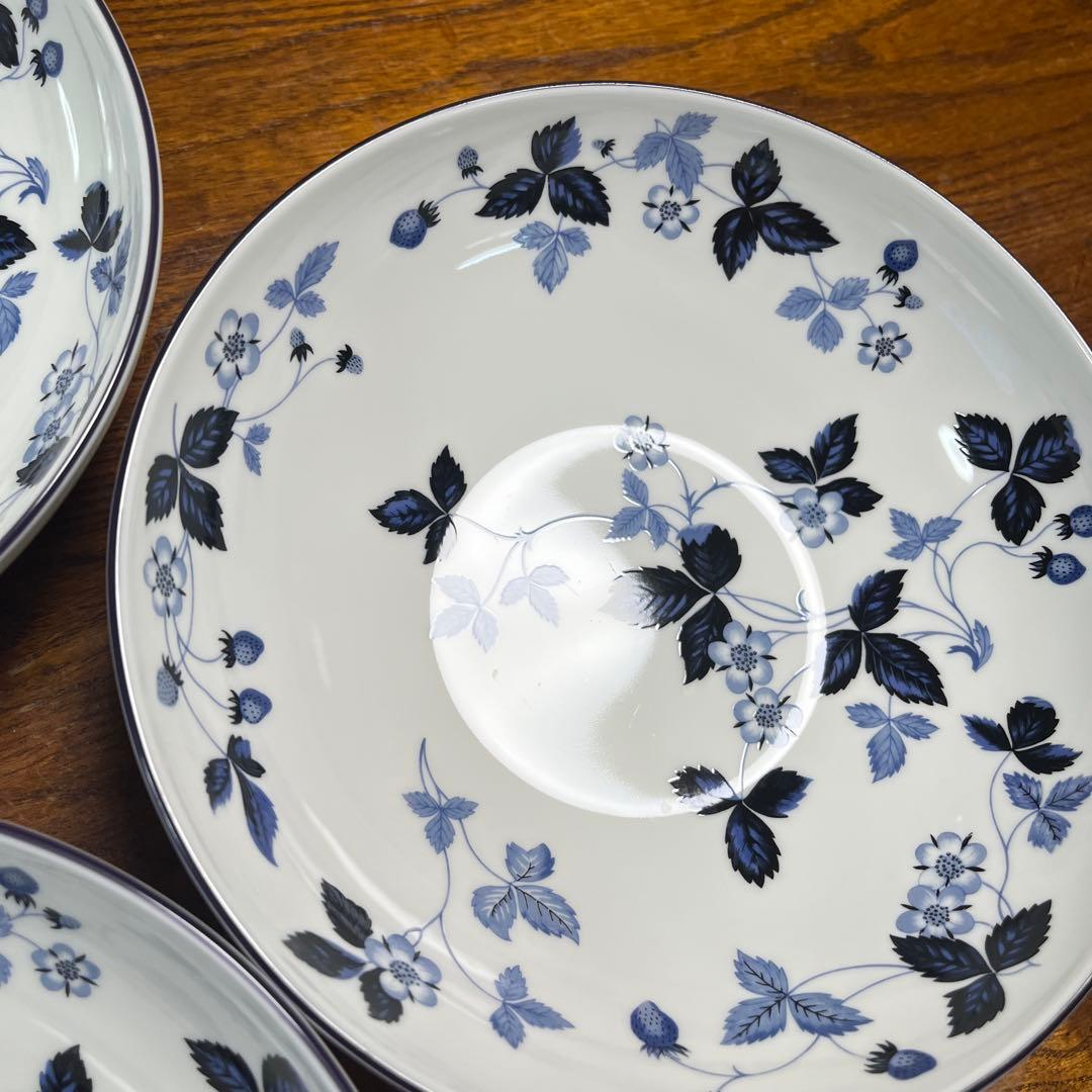 ウェッジウッドワイルドストロベリーインクブルー深皿3枚セット