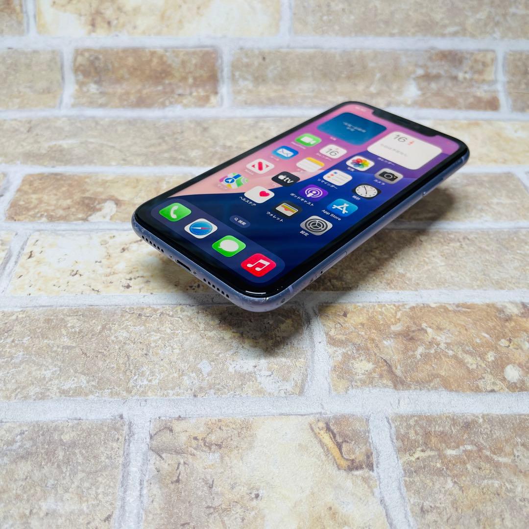 SIMフリー iPhone11 64GB X-1378 パープル 新品バッテリ－