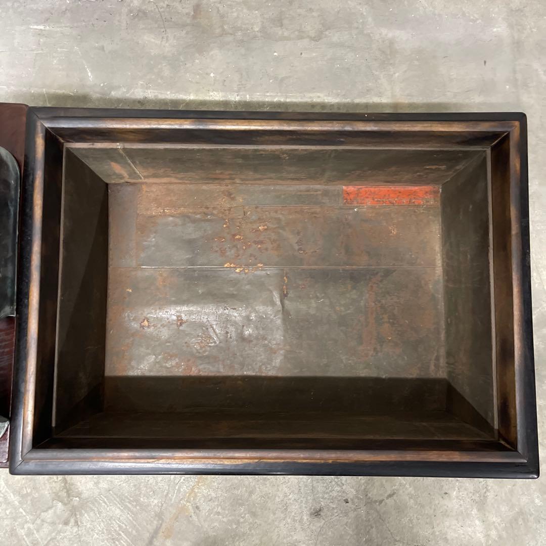 当時物　関東火鉢 欅 長火鉢　銅壺付き　欅　黒柿　猫板　時代家具　アンティーク