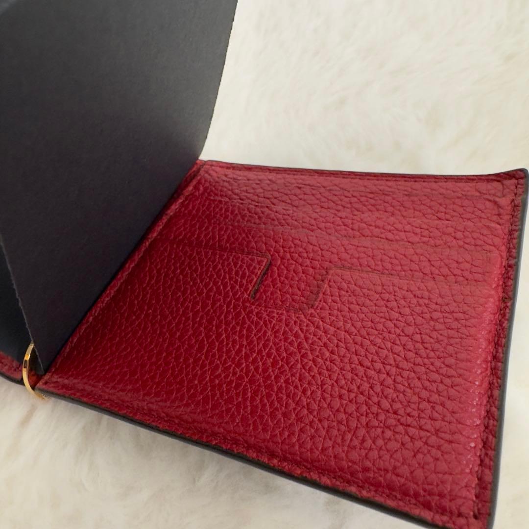 美品　トムフォード　マネークリップ　バイカラー　黒　レザー