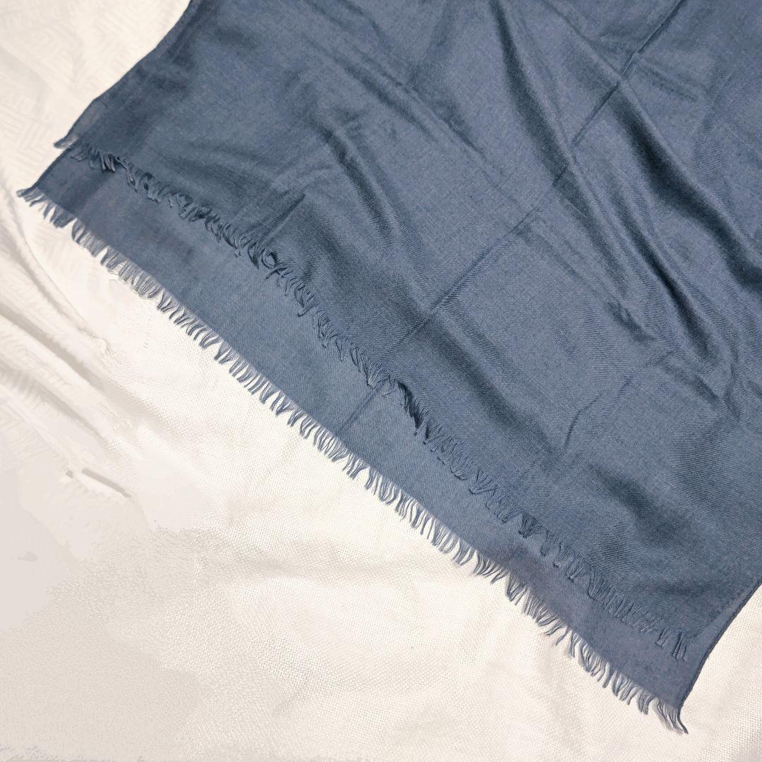 コロンボCOLOMBOカシミヤシルク無地プレーン大判フリンジストールマフラー紺