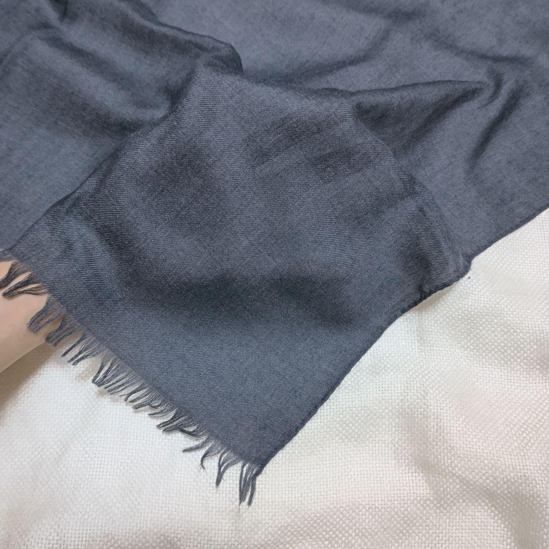 コロンボCOLOMBOカシミヤシルク無地プレーン大判フリンジストールマフラー紺