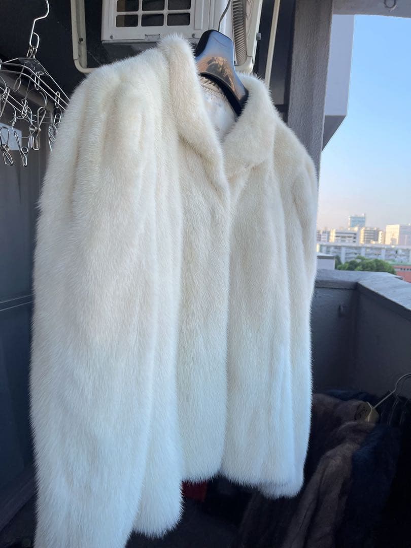 MINK パールミンク 毛皮 コート ホワイト アイボリー