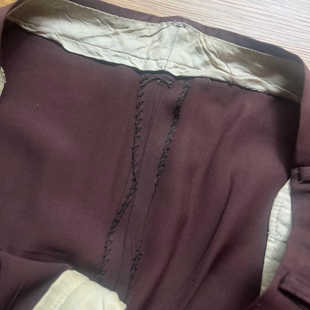 50s レーヨンギャバ スラックス ワイド ブラウン W36 L30