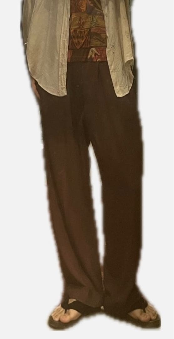 50s レーヨンギャバ スラックス ワイド ブラウン W36 L30