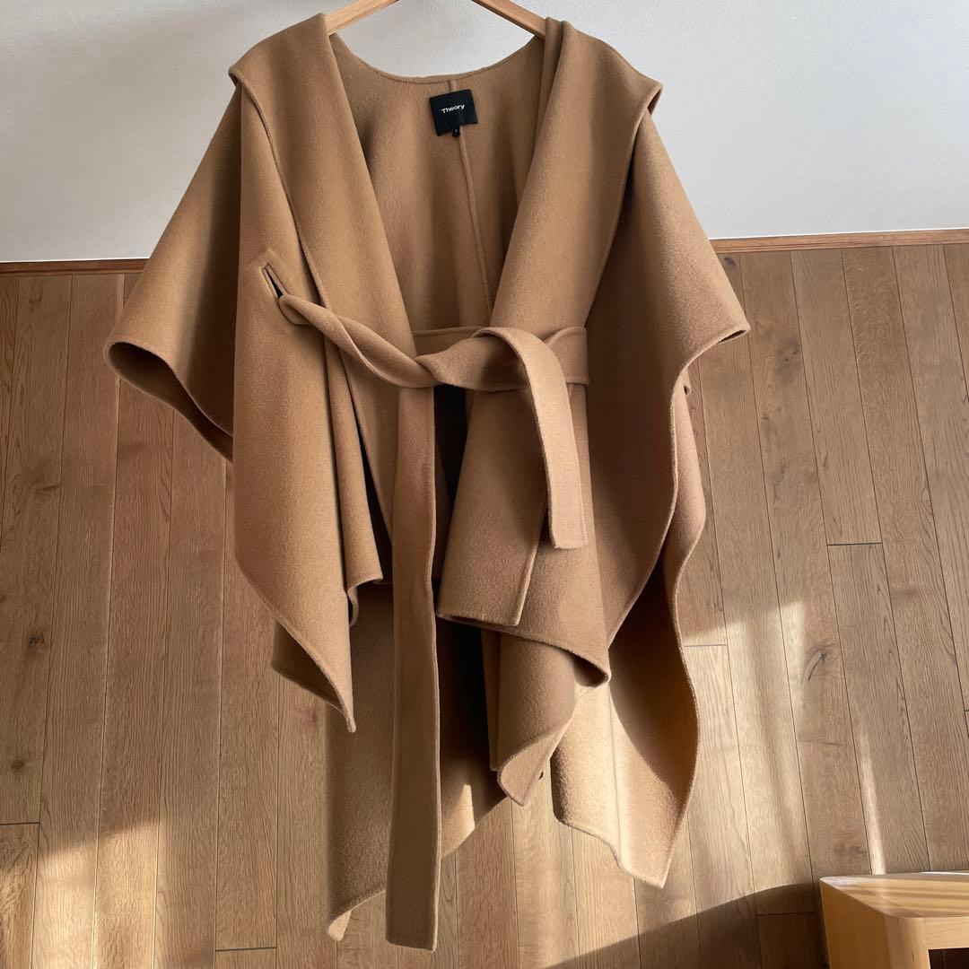 Theory セオリー　フーデットポンチョコート　カシミヤ混