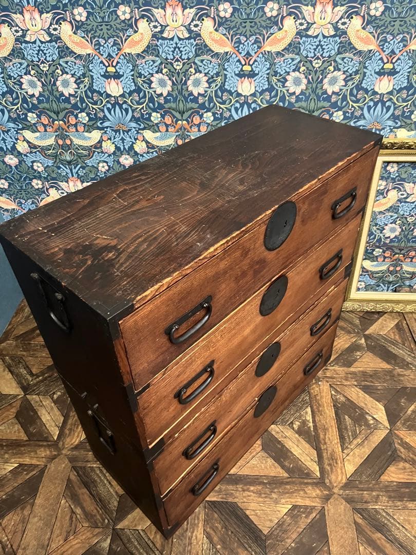 和箪笥 昭和レトロ 当時物 インテリア 年代物 鉄金具 アンティーク ビンテージ