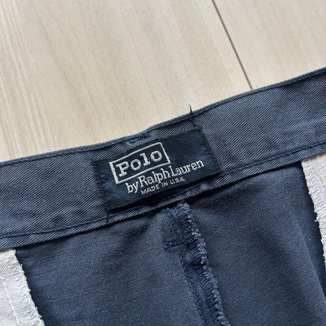 -90s ポロバイラルフローレン ポロチノ USA製 ネイビー 実寸32×31