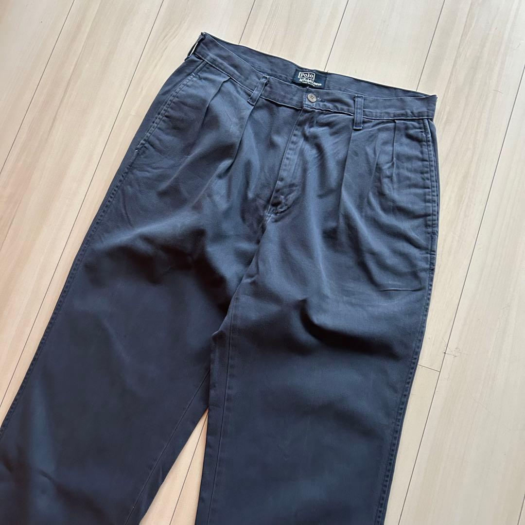 -90s ポロバイラルフローレン ポロチノ USA製 ネイビー 実寸32×31
