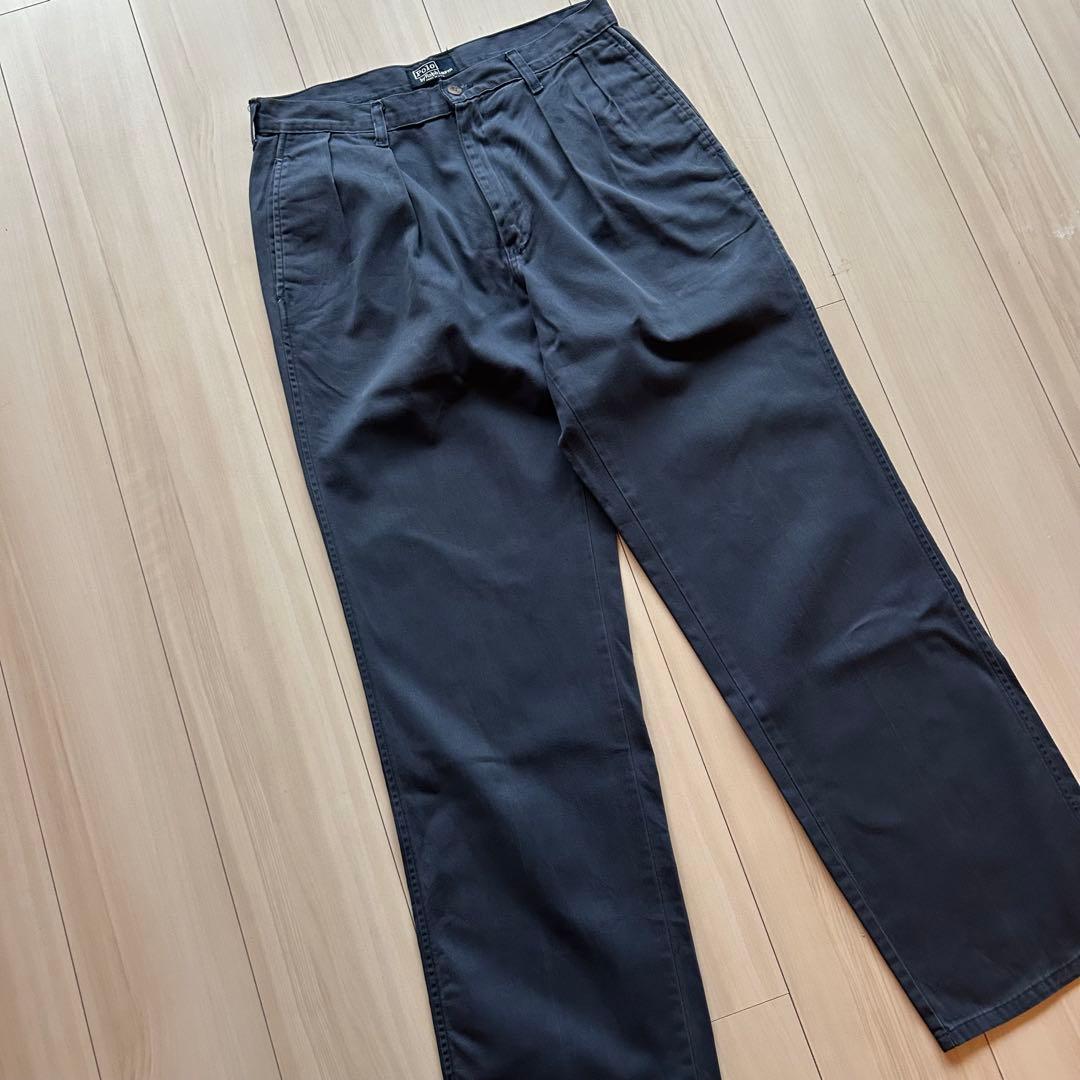 -90s ポロバイラルフローレン ポロチノ USA製 ネイビー 実寸32×31