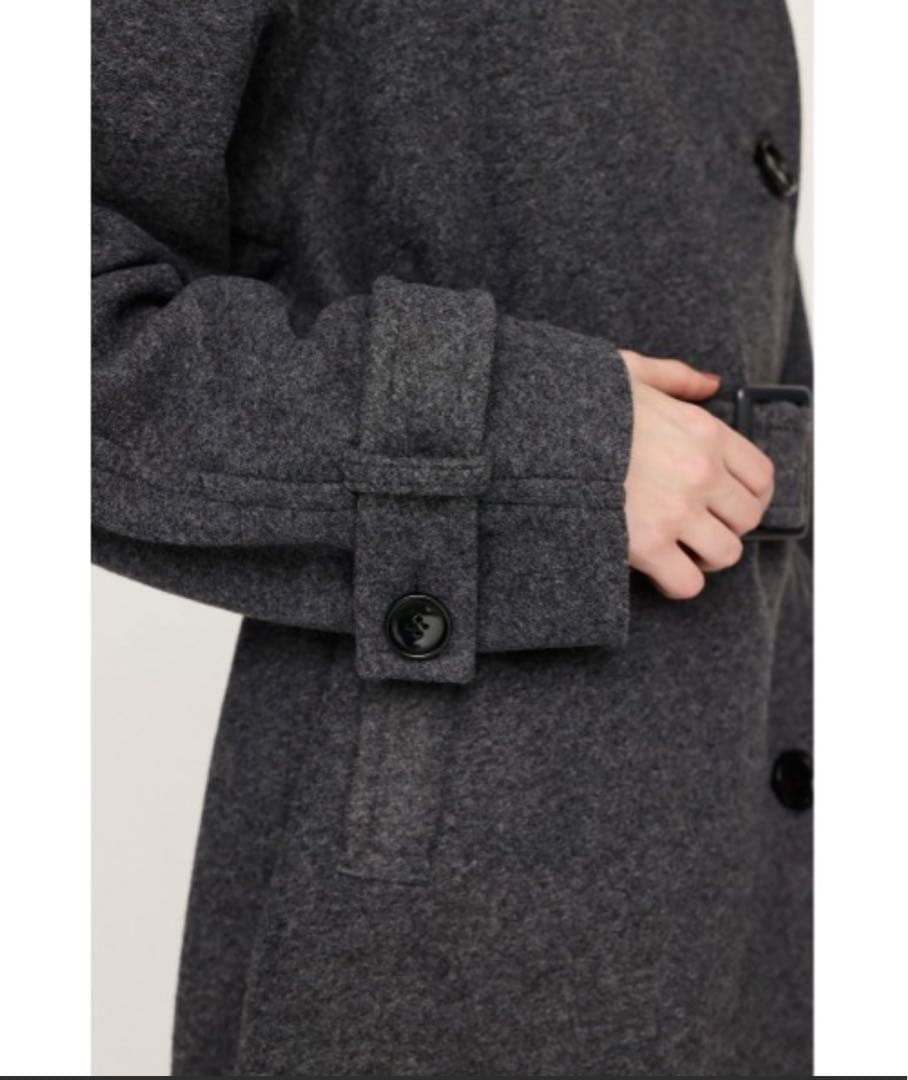 SLY STAND NECK BELTED S/COAT杢グレー