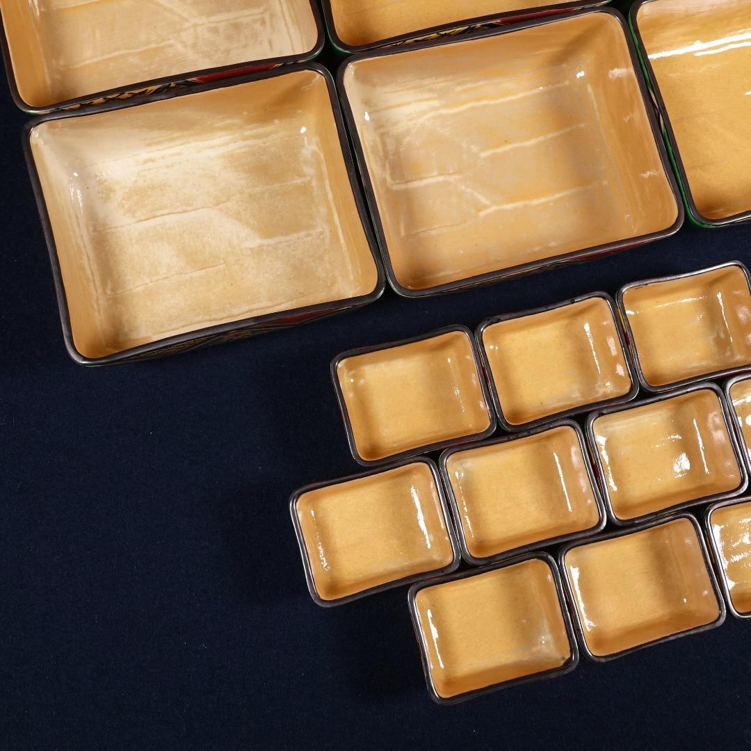 京焼 川尻一寛 禎山窯 色絵 刺身皿 向付 大小19客