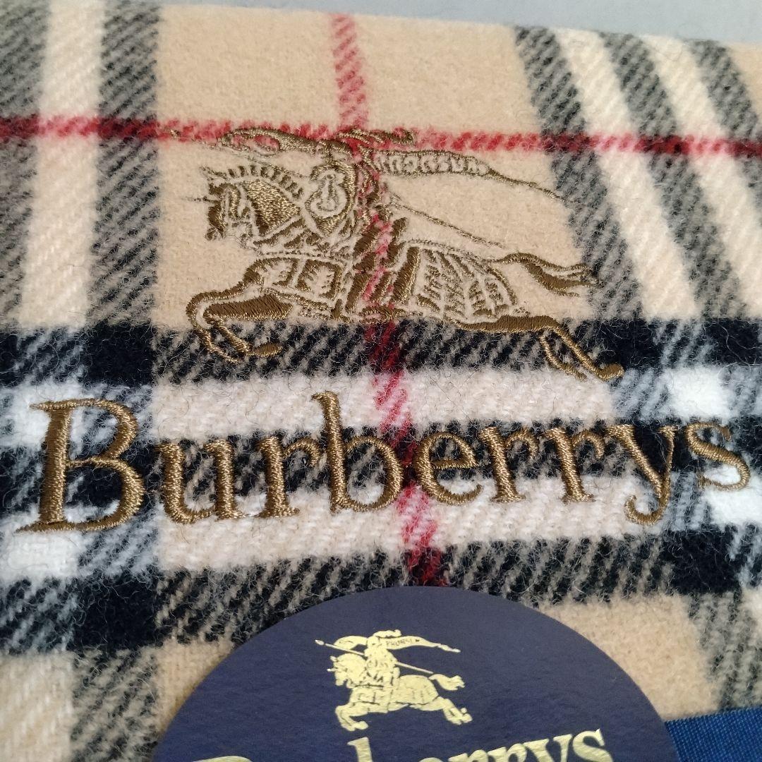 ✨未使用✨ バーバリー　刺繍　ノバチェック　ウール　ひざ掛け 65×120cm