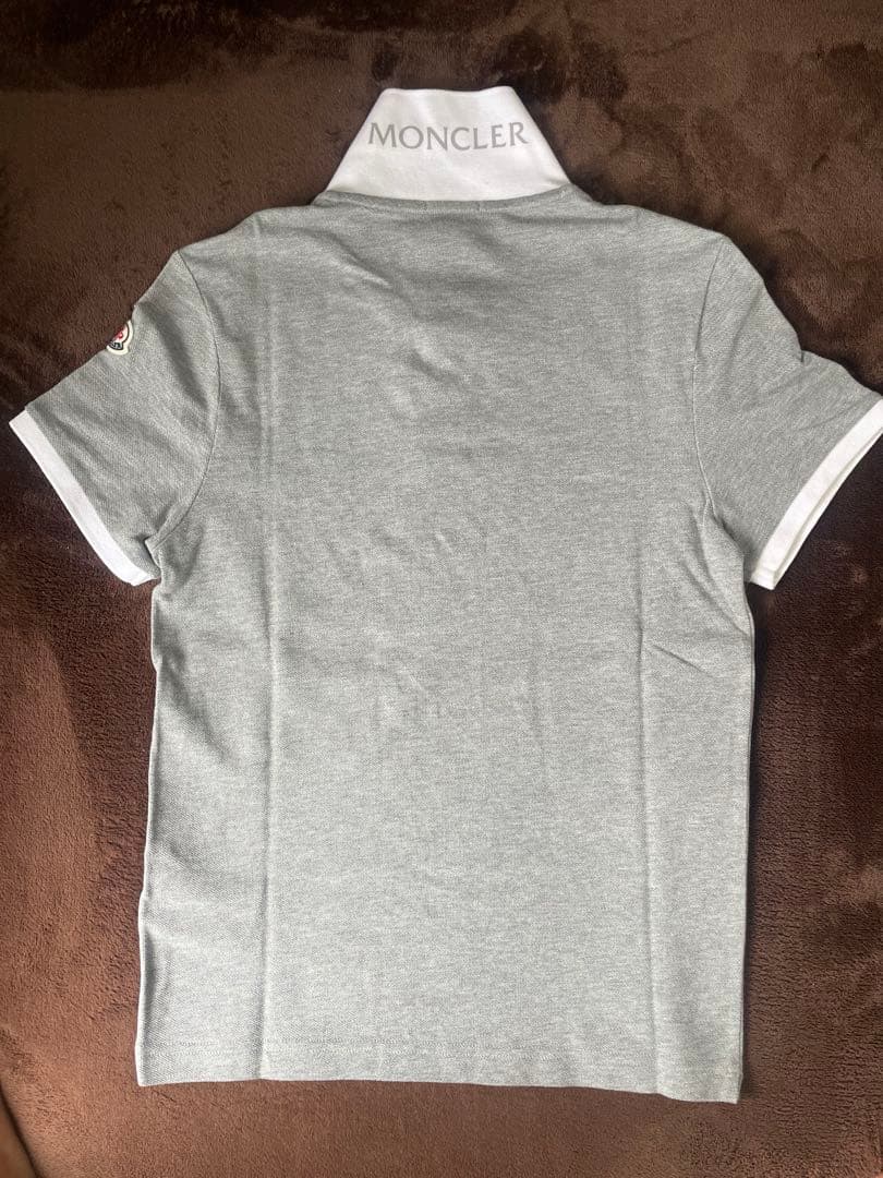 MONCLER モンクレール襟ロゴ　ポロシャツ　XS グレー