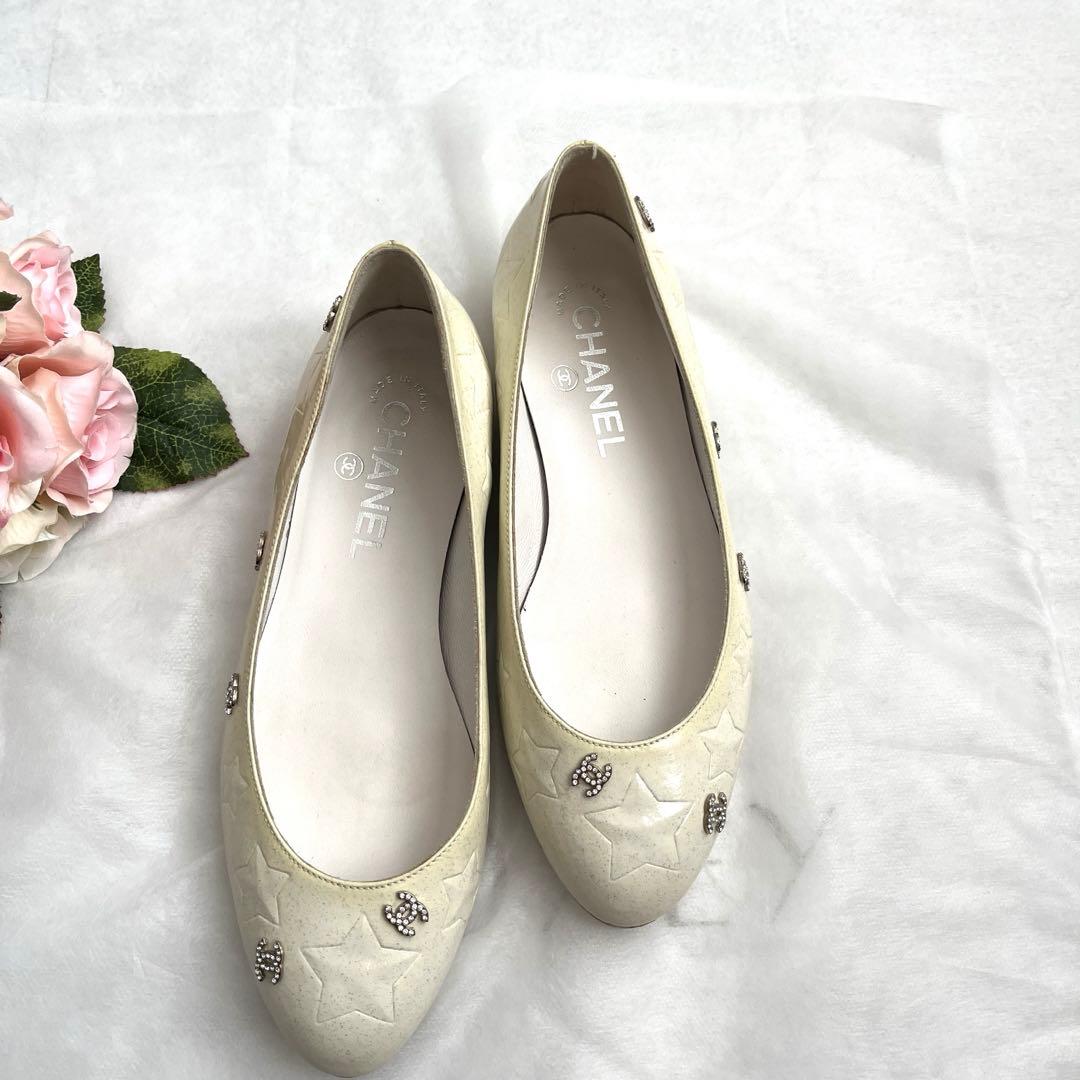 CHANEL 星型エンボス フラットシューズ　35 1/2