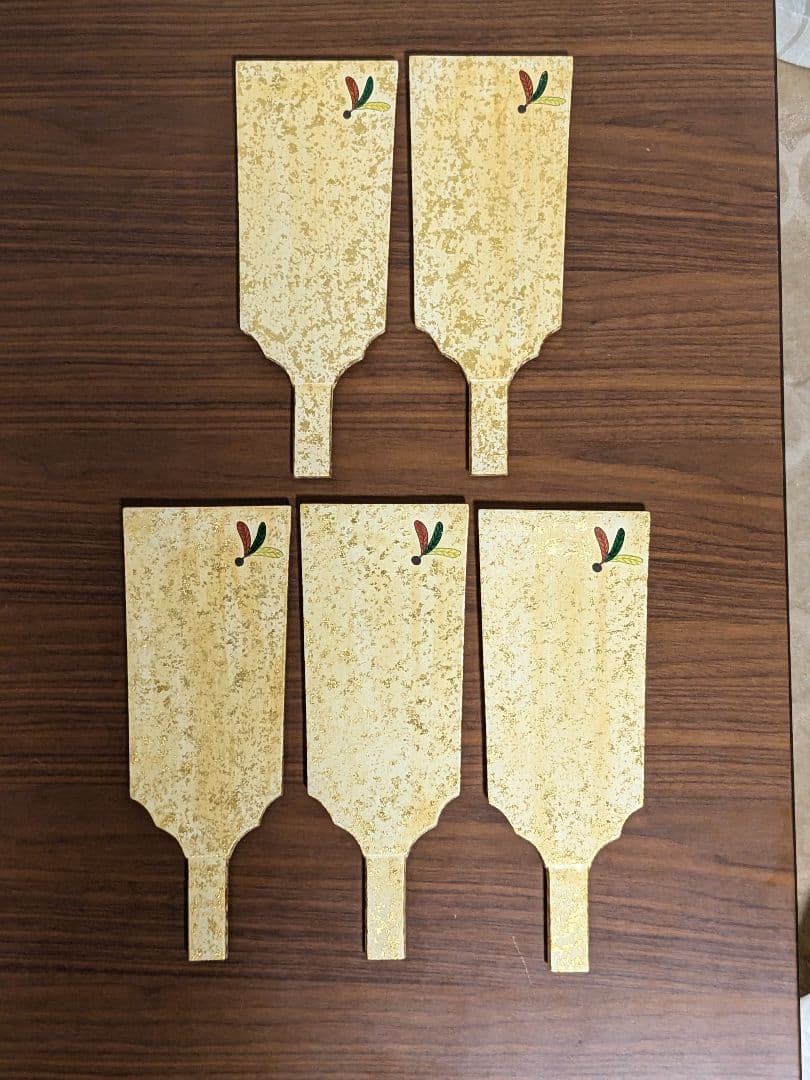 ム*ン様 【希少】京焼/清水焼 炭渓窯 金彩羽子板 突出皿 5客セット