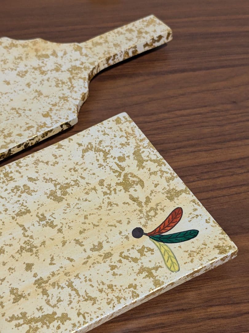 ム*ン様 【希少】京焼/清水焼 炭渓窯 金彩羽子板 突出皿 5客セット