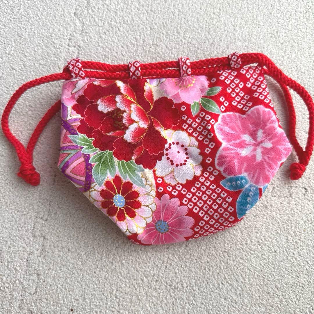 【七五三 3歳 女の子】京都花ひめ 8点フルセット 被布疋田柄 赤白ピンク