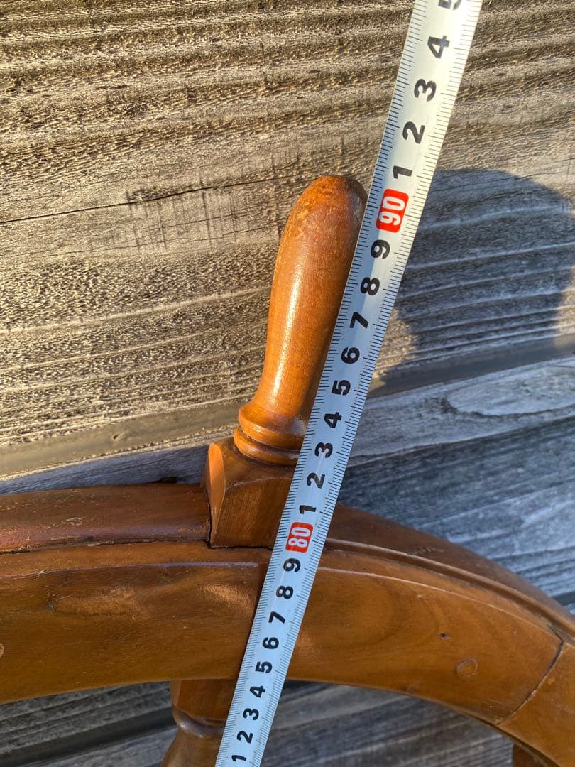 木製 舵輪 デザイン 直径約66cm 全体約90cm