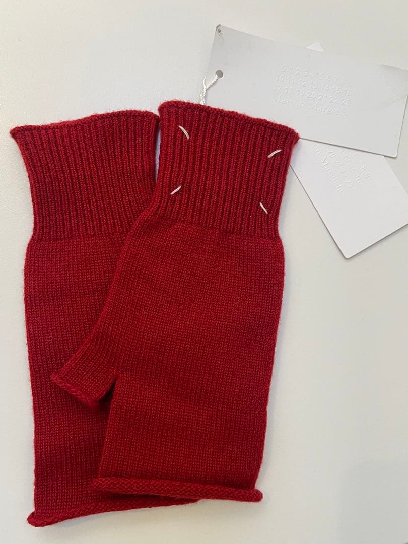 MAISON MARGIELA レッド アームウォーマー　指なし手袋 S