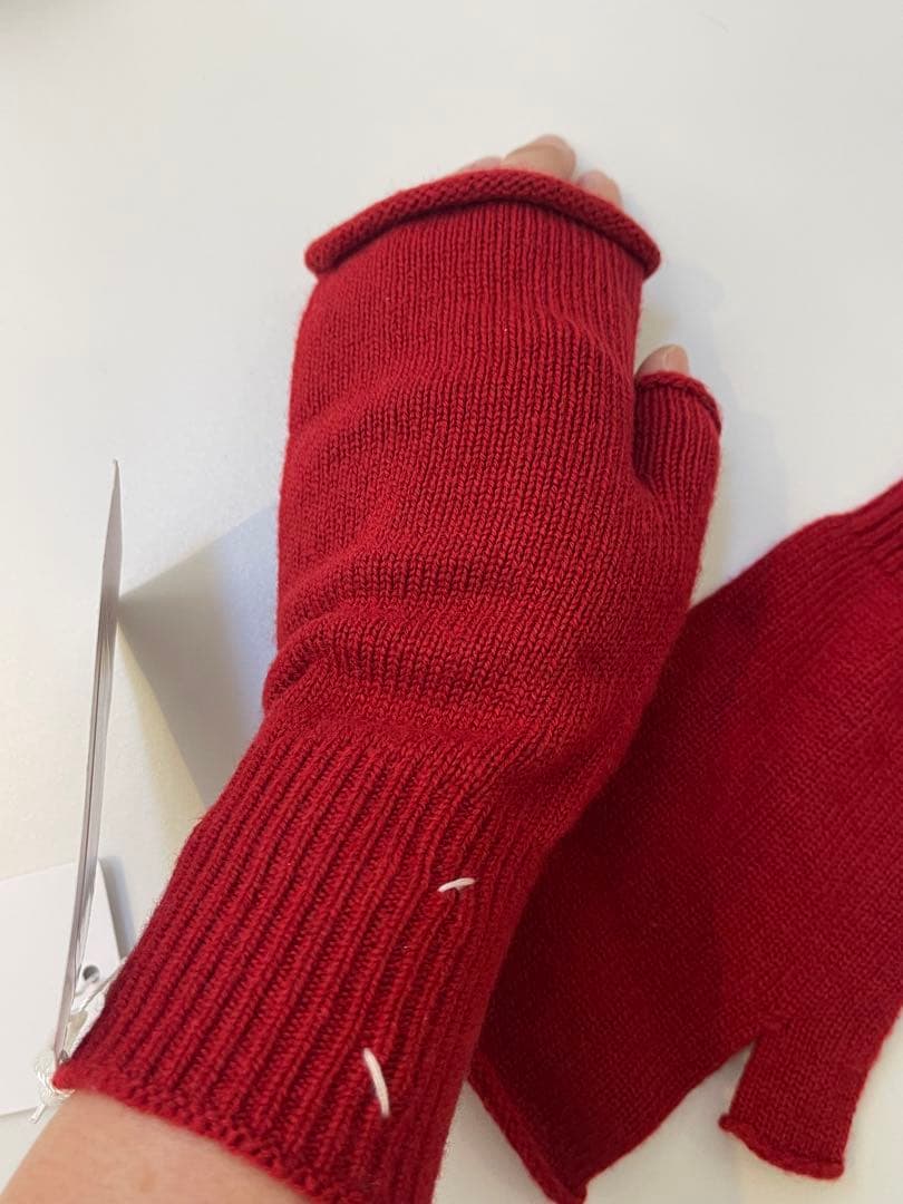 MAISON MARGIELA レッド アームウォーマー　指なし手袋 S