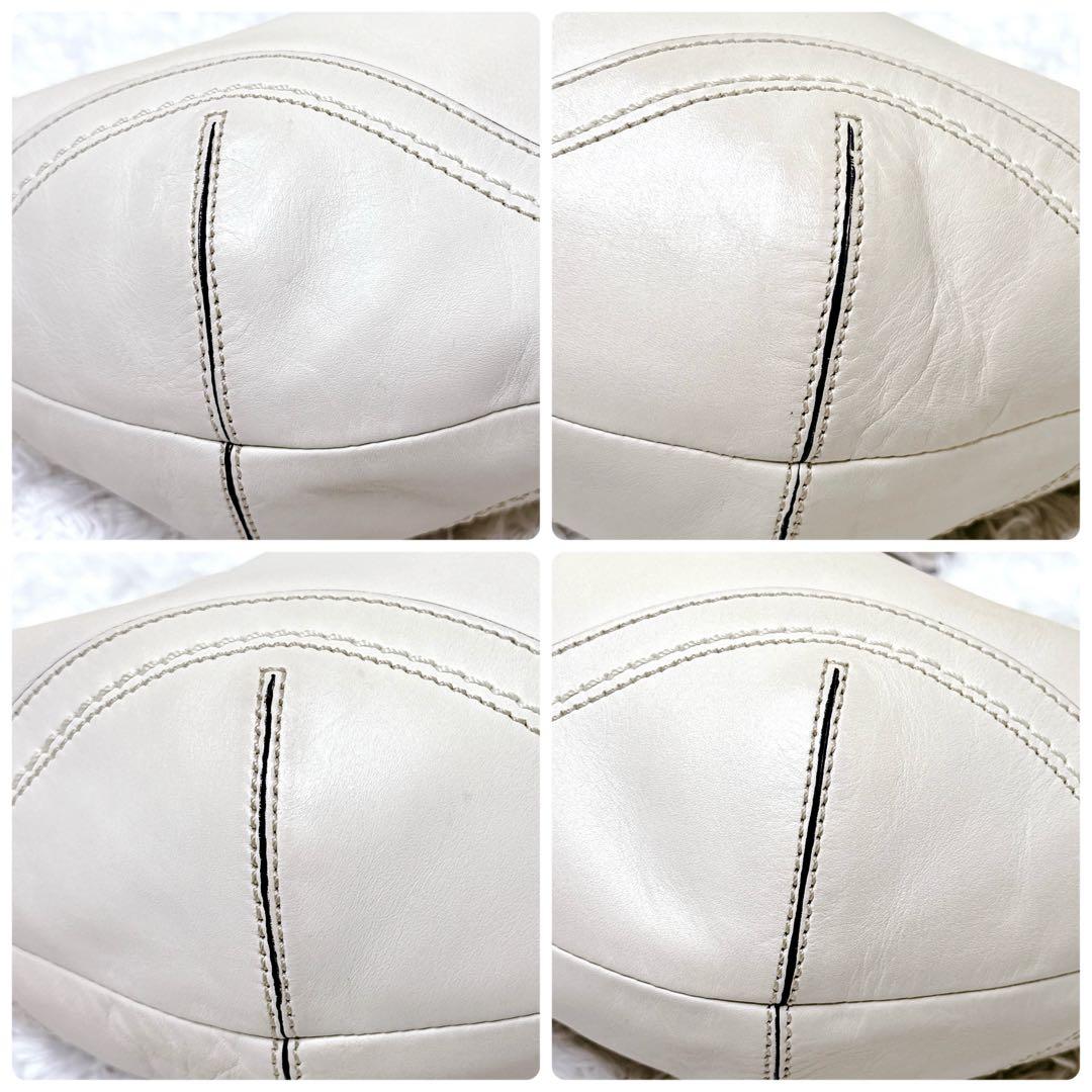 希少✨ COACH コーチ ワンショルダー ハーフムーン ホワイト 編み込み