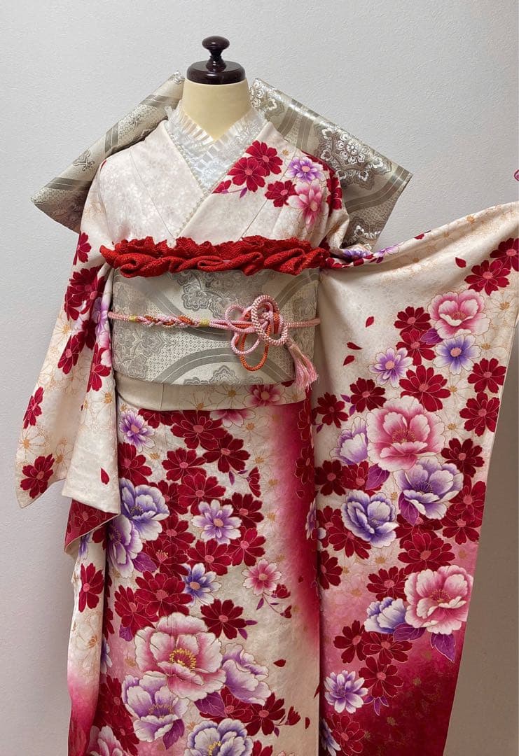 美品　花柄　振袖6点セット　振袖セット　成人式　12