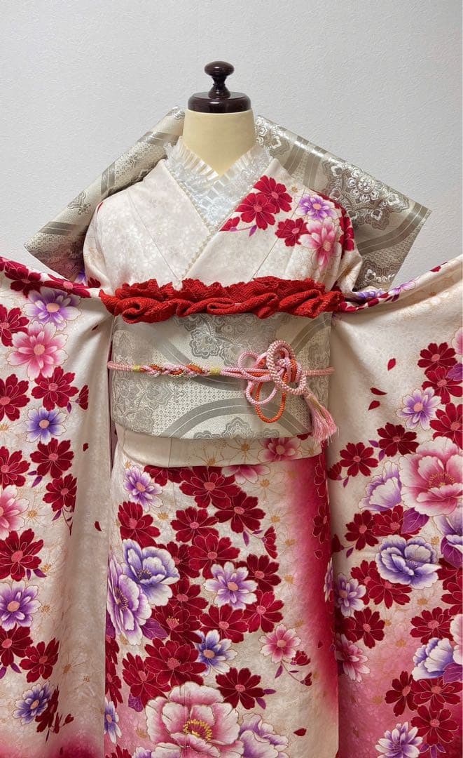 美品　花柄　振袖6点セット　振袖セット　成人式　12