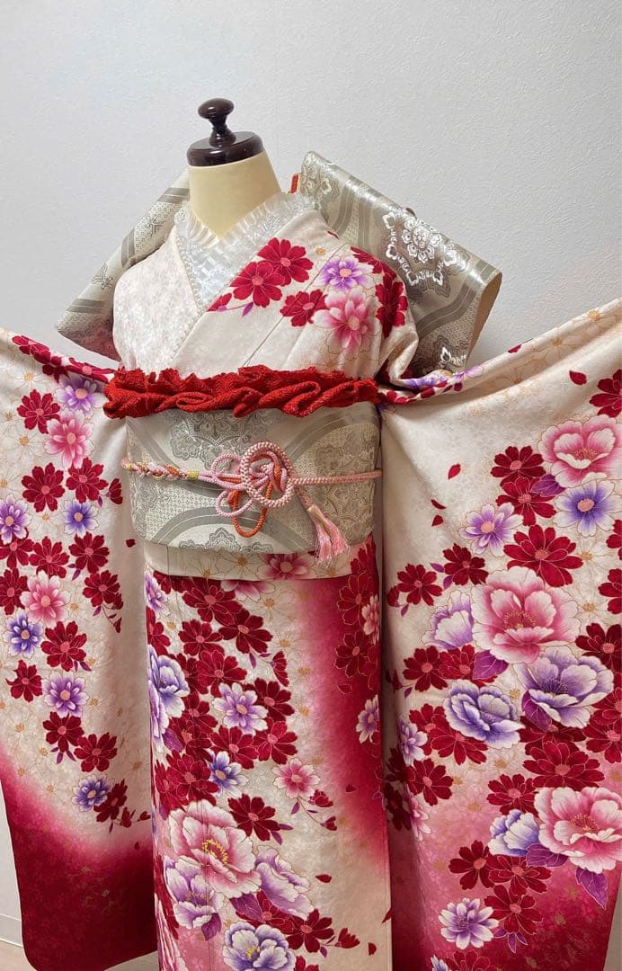 美品　花柄　振袖6点セット　振袖セット　成人式　12